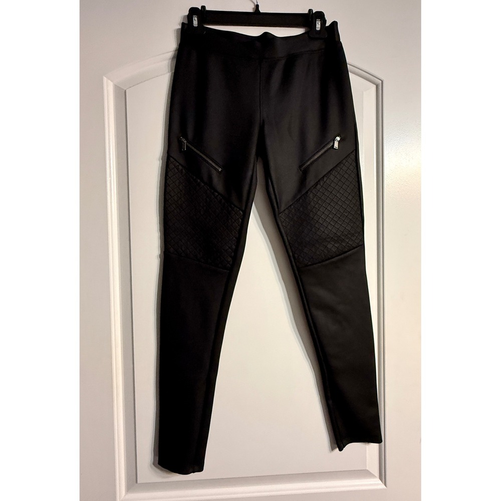 Express Moto Leggings Small Black Quilted Zipper Skinny Pants Grunge Rocker Goth